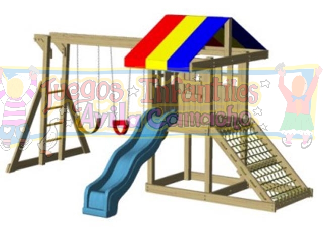 Modulo De Madera Sencillo Con Columpios